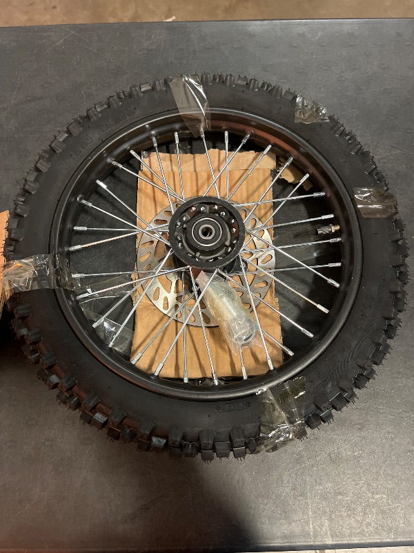 Photo 1 of 12-15mm Bearing Front 60/100-14 2.75-14 Rim tube tire Disc Brake Wheel Rim With for Pit Dirt Bike 190MM brake disc
