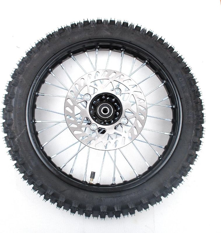 Photo 1 of 12-15mm Bearing Front 60/100-14 2.75-14 Rim tube tire Disc Brake Wheel Rim With for Pit Dirt Bike 190MM brake disc
