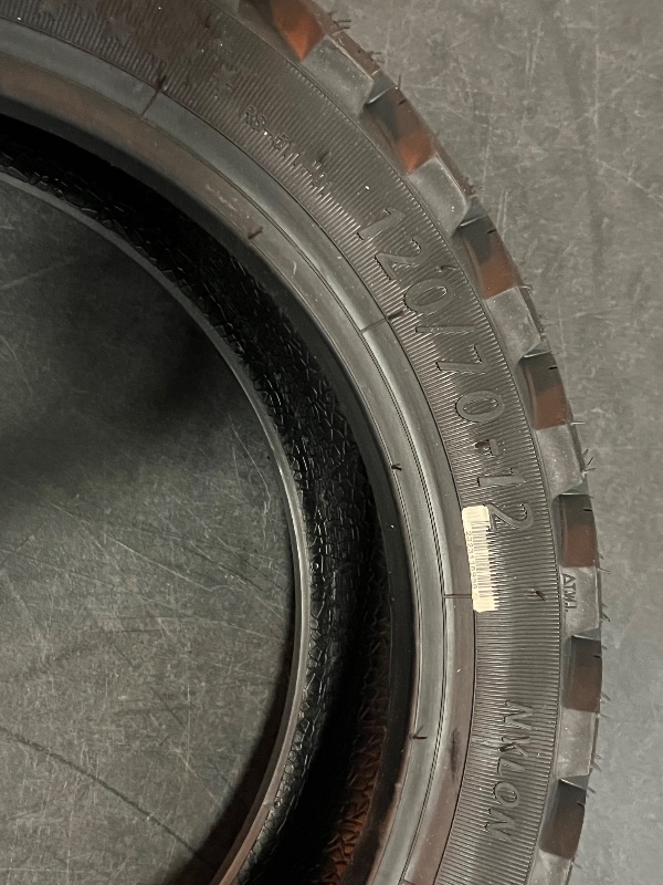 Photo 1 of 120/70-12 Tires with Block Shaped Treads Punch Resistant Off Road Dirt Bike Tubeless llantas with Valve Stem, Pneu 8 P.R. 300KPA Offroad Neumaticos