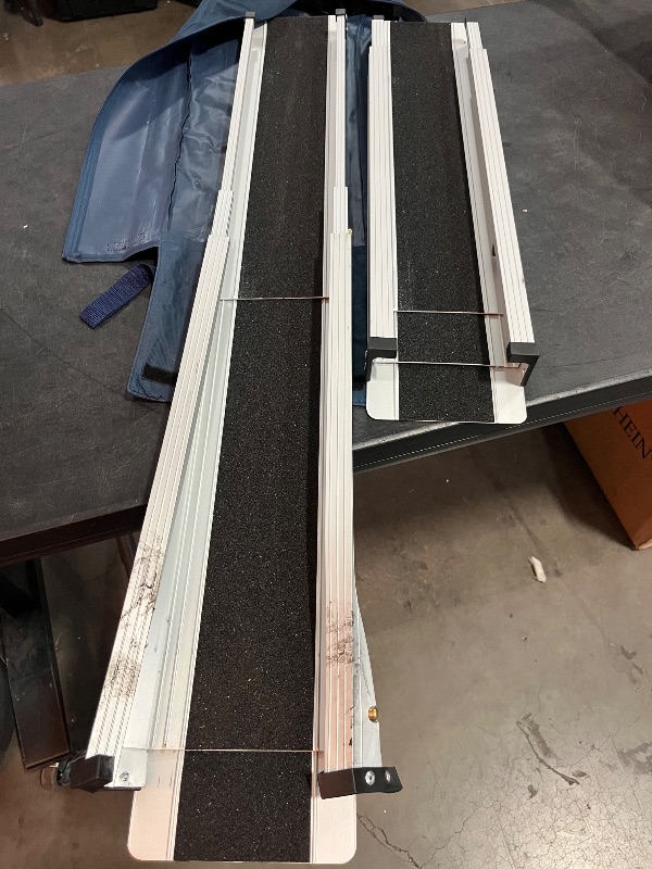 Photo 1 of Silver Spring 12' L Aluminum Multi-Fold Wheelchair Ramp with Grit Coat Surface - 600 lb. Weight Capacity
