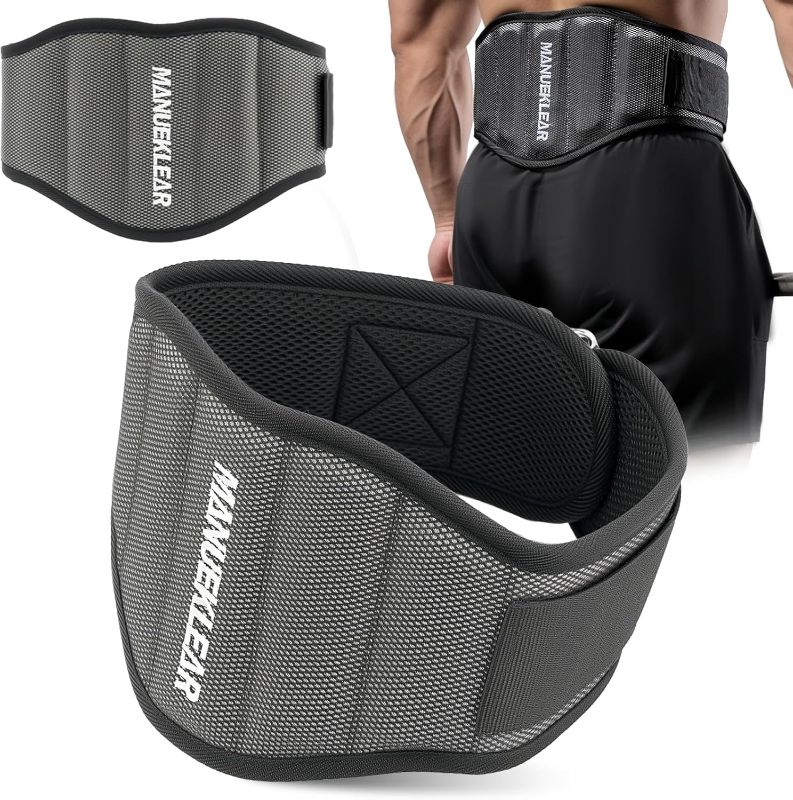 Photo 1 of MANUEKLEAR Gym Weight Lifting Belt Weight Lifting Workout Weightlifting Powerlifting Belt for Men Women - 7.5inch - Bodybuilding Fitness Back Support for Cross Training, Squats, Lunges
