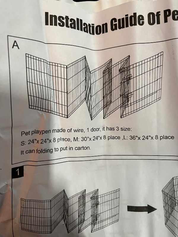 View 2 of Dog Pen Pet Playpen Dog Fence Indoor Foldable Metal Wire Exercise Puppy Play Yard Pet Enclosure Indoor Outdoor 8 Panels 30 Inch with Bottom Pad/Top Cover