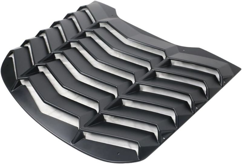 Photo 1 of IKON MOTORSPORTS Window Louvers Compatible with 2015-2024 Ford Mustang Coupe, IKON Style Black ABS Rear Window Cover Sun Rain
