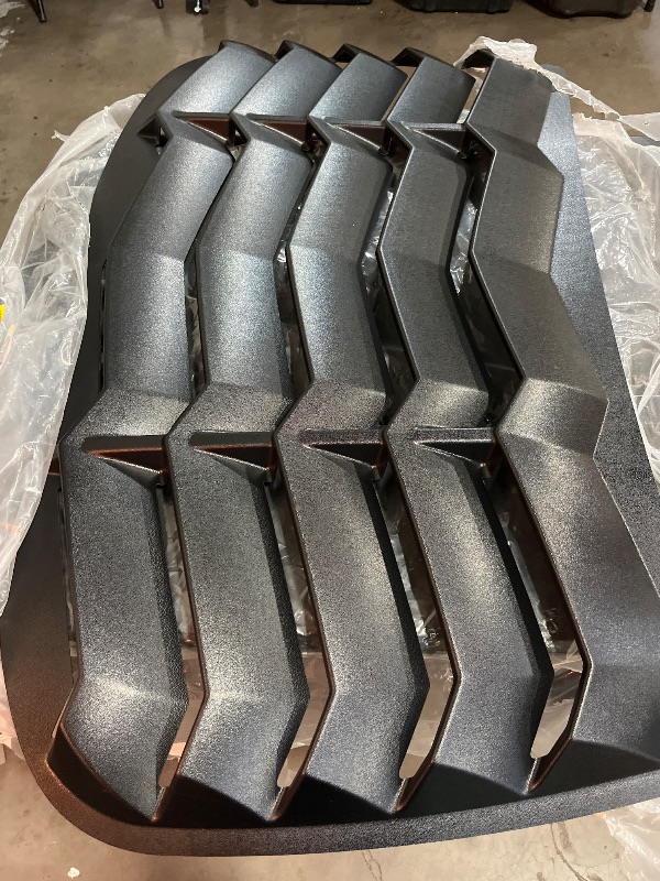 Photo 1 of IKON MOTORSPORTS Window Louvers Compatible with 2015-2024 Ford Mustang Coupe, IKON Style Black ABS Rear Window Cover Sun Rain
