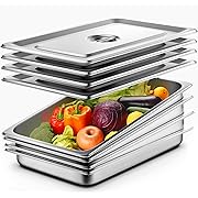 Photo 1 of 4 Pack Full Size Hotel Pans with Lids, 2.5" Deep Stainless Steel Steam Table Pan with Lid, 22 Gauge Anti Jam Commercial Catering Food Pans for Hotel, Home, Party, Restaurant, Buffet
