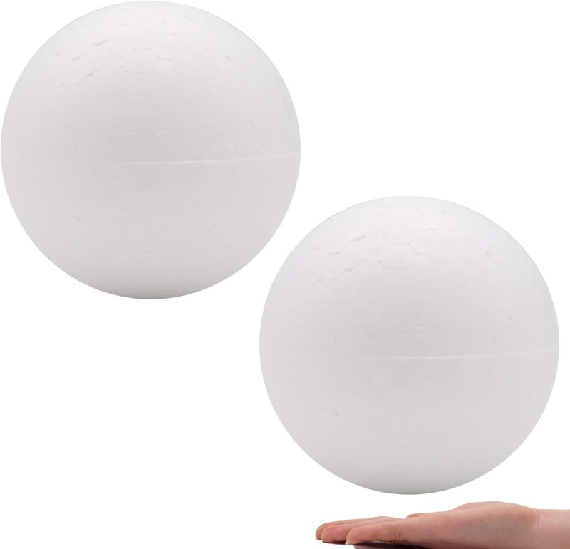 Photo 1 of Crafare 2 Pack 8 Inch Large Foam Balls White Smooth for Wedding Holiday Christmas Crafts Making and School Projects DIY
