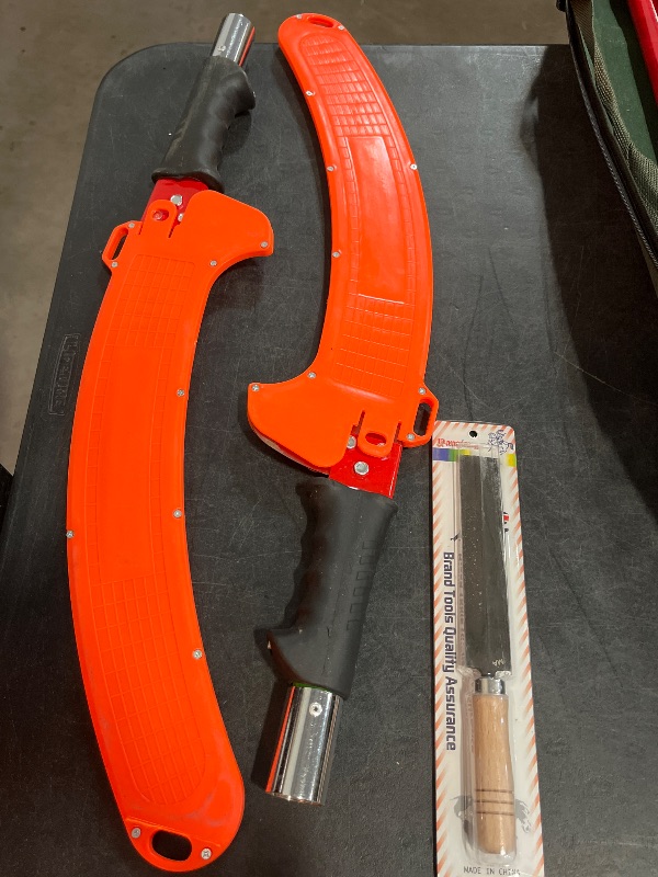 Photo 1 of Manual Pole Saw 30 FT Extendable Tree Pruner High Branches Trimming for Pruning Palms and Shrubs with Long Handle (Red)
