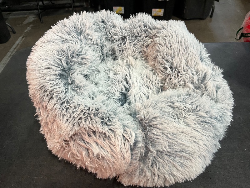 Photo 1 of NOYAL Calming Donut Dog Bed for Small to Medium Dogs & Cats - Plush Faux Fur Anti-Anxiety Pet Bed with Machine Washable Cover & Non-Slip Base