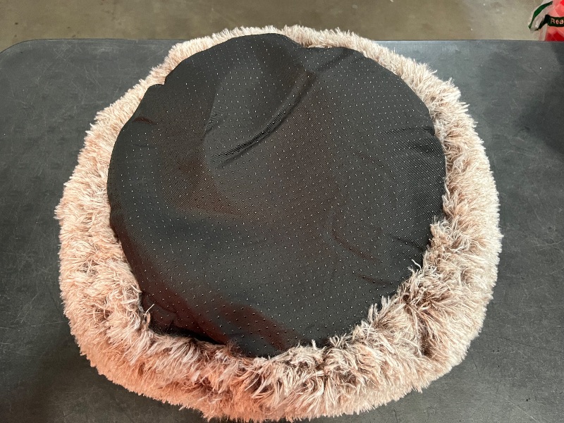 Photo 1 of NOYAL Calming Donut Dog Bed for Small to Medium Dogs & Cats - Plush Faux Fur Anti-Anxiety Pet Bed with Machine Washable Cover & Non-Slip Base