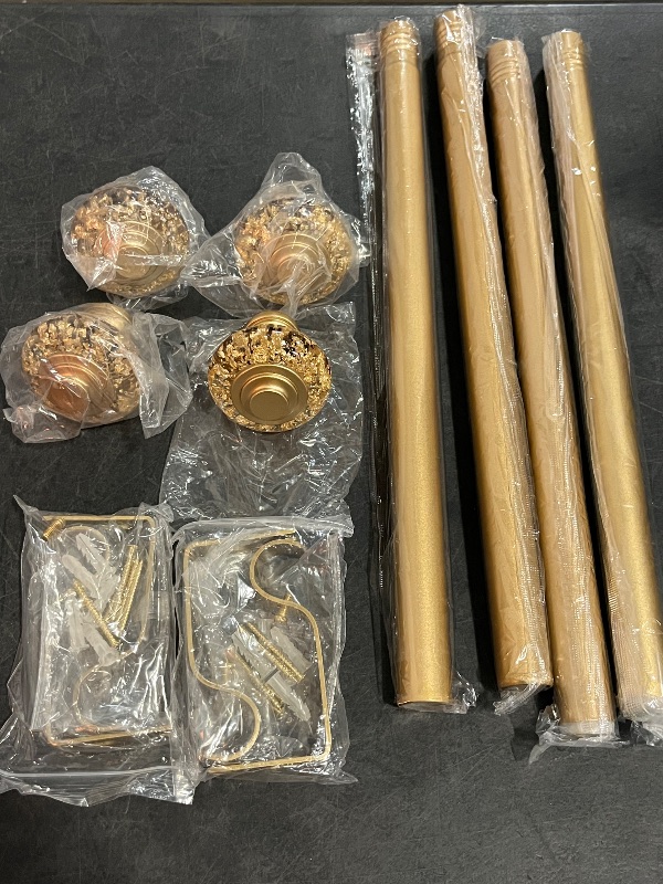 Photo 1 of Gold Double Curtain Rods for Windows 72 to 144 Inch, 1 Inch Adjustable Decorative Crystal Long Dual Curtain Rod, Heavy Duty Vintage Double Drapery Pole with Gold Foil Finials for Living Room
