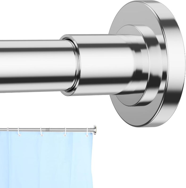Photo 1 of Chrome Shower Curtain Rod 31 to 80 Inch,1 Inch Diameter Adjustable Spring Tension Curtain Rod No Drilling Stainless Steel Telescoping Rod,No Rust