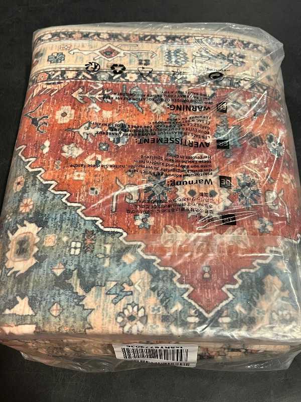 Photo 1 of Lahome Boho Tribal 8x10 Area Rugs for Living Room, 8 x 10 Washable Rug for Bedroom Aesthetic, Large Oriental Vintage Soft Dining Room Carpet for Under Table Playroom (Rust/Dull Teal,8x10ft)
