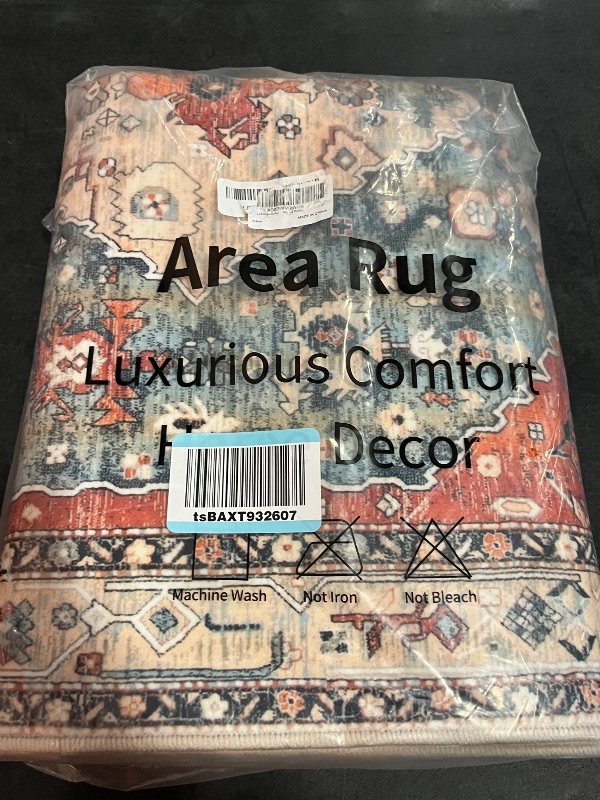 Photo 1 of Lahome Boho Tribal 8x10 Area Rugs for Living Room, 8 x 10 Washable Rug for Bedroom Aesthetic, Large Oriental Vintage Soft Dining Room Carpet for Under Table Playroom (Rust/Dull Teal,8x10ft)
