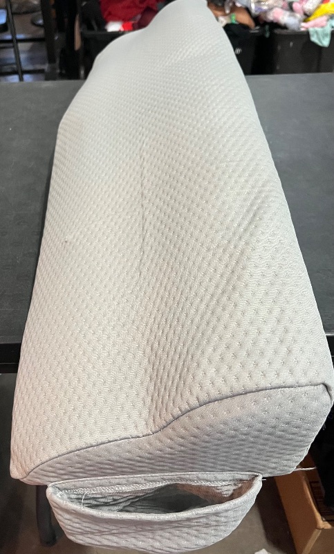 View 2 of GORILLA GRIP Queen Bed Wedge Pillow for Headboard Gap, Filler Between Mattress Gaps, US Designed, Comfortable Supportive High Density Cushion Foam Pillows, Stay in Place Gripping Dots, Soft Gray