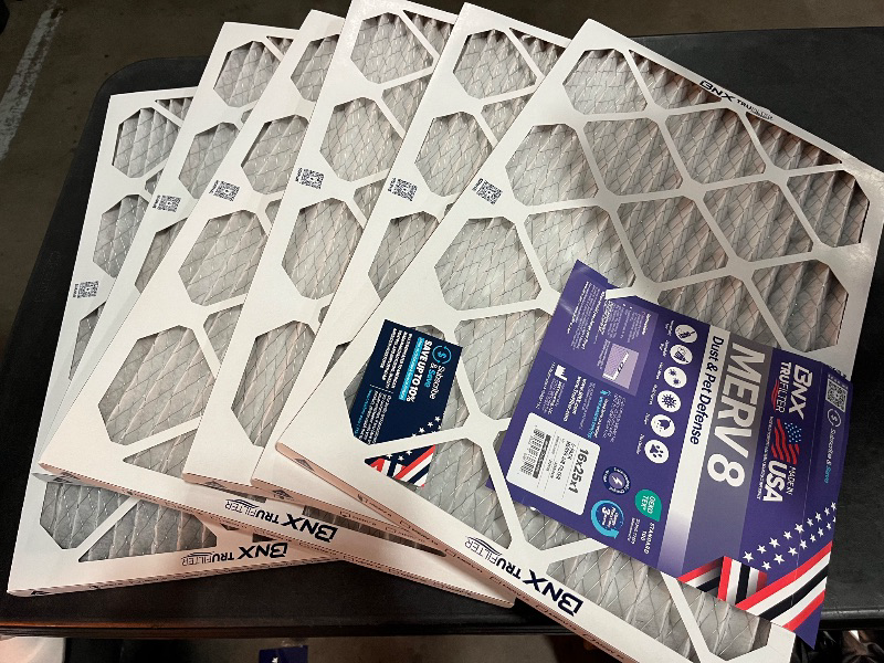 View 2 of BNX TruFilter 16x25x1 Air Filter MERV 8 (6-Pack) - MADE IN USA – Dust & Pet Defense Electrostatic Pleated Air Conditioner HVAC AC Furnace Filters for Dust, Pet, Mold, Pollen MPR 600 – 700 & FPR 5