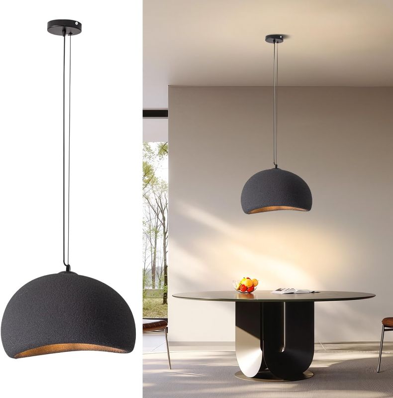 Photo 1 of Modern Pendant Light for Dining Room Kitchen Island Hallway Restaurant Hanging Lamp E26 Base Japanese Wabi-Sabi Style Bird Nest Shape Lighting Fixture (40cm/15.7inch Black)