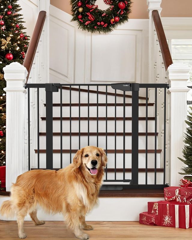Photo 1 of Cumbor 29.7-46" Baby Gate for Stairs, Mom's Choice Awards Winner-Auto Close Dog Gate for The House, Gifts for Mom, Easy Install Pressure Mounted Pet Gates for Doorways, Black
