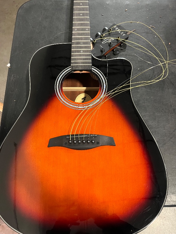 Photo 1 of Acoustic Electric Guitar Kit: 41 Inch Full Size 6 String Cutaway Acoustic Guitar for Beginner Adults, Guitarra Electroacústica with Steel String, Built-in EQ, Gig Bag, Capo, Strap, Picks
