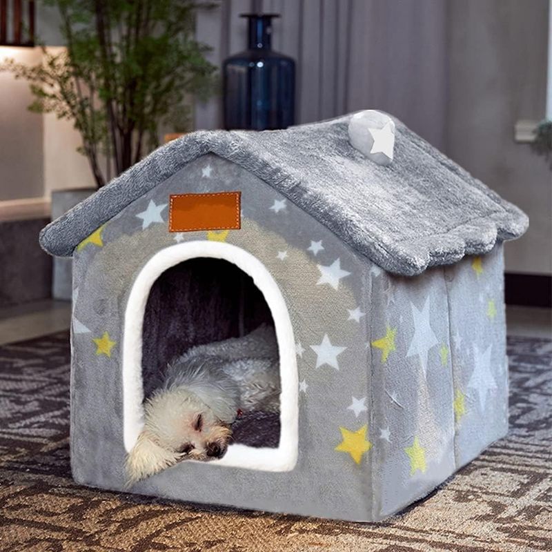 Photo 1 of Dog House Indoor Memory Sponge, Foldable Dog House Kennel Bed Mat with Cushion for Small Medium Large Dogs Cats, Winter Warm Cat Nest Puppy Cave Sofa Pet Products (Small)