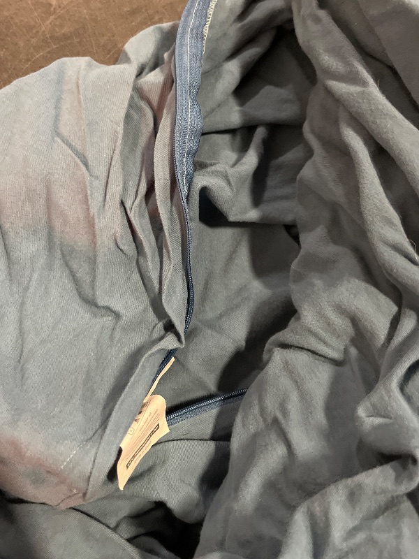 Photo 1 of (K) MooMee Bedding Duvet Cover Set 100% Washed Cotton Linen Like Textured Breathable Durable Soft Comfy (Heathered Blue, King 104"x90")