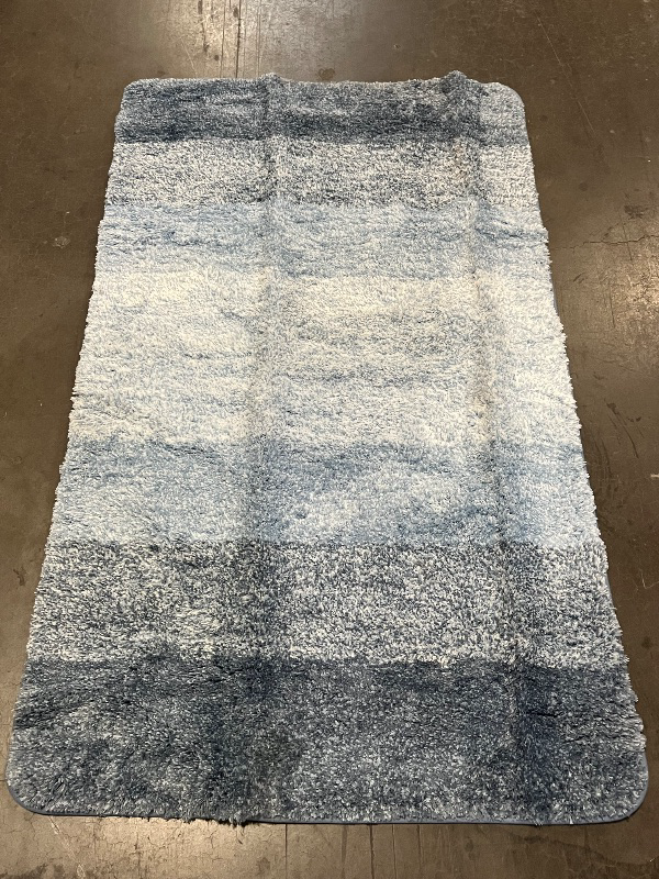 Photo 1 of Arotive Microfiber Bathroom Rugs, Shaggy Soft and Absorbent Bath Rug, Non-Slip, Thick Plush Machine Washable Dry Bath Mats for Bathroom, Tub and Shower, 58x34, Light Blue, Rectangular
