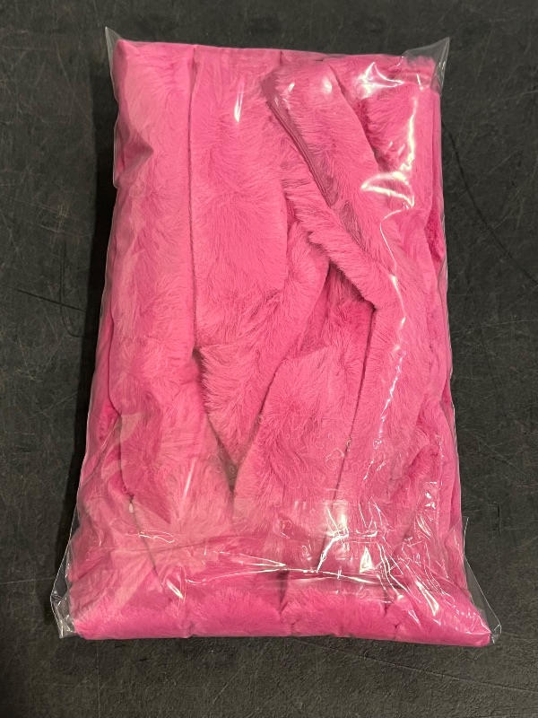 Photo 1 of Missing One* ZLINA Set of 2 Hot Pink Faux Fur Decorative Throw Pillow Covers Fluffy Striped Pillowcase Cushion Covers 18 x 18 Inch Decor Sofa Couch Bedroom

