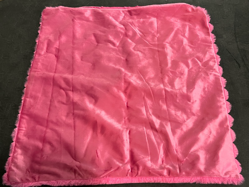 Photo 1 of Missing One* ZLINA Set of 2 Hot Pink Faux Fur Decorative Throw Pillow Covers Fluffy Striped Pillowcase Cushion Covers 18 x 18 Inch Decor Sofa Couch Bedroom

