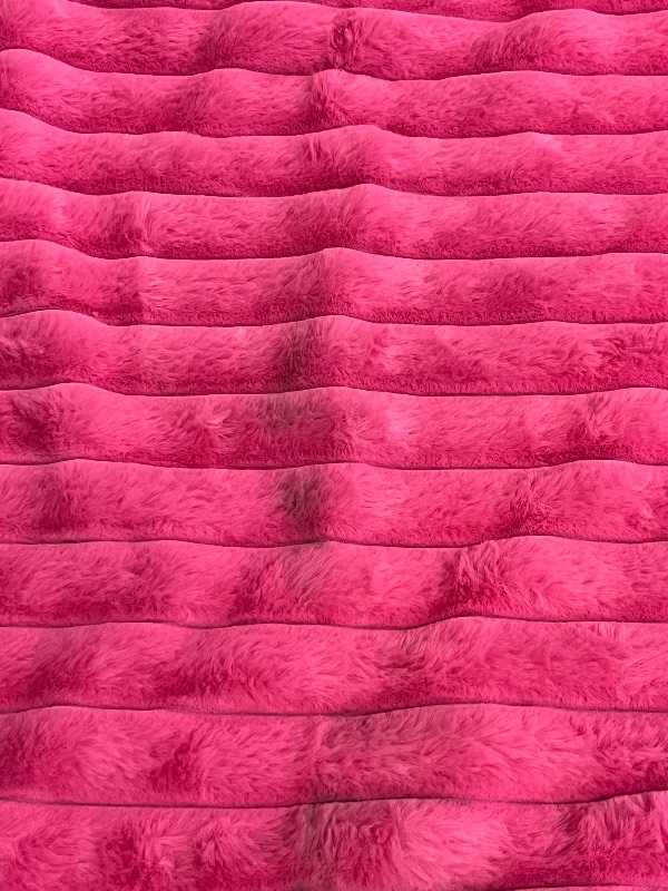 Photo 1 of Missing One* ZLINA Set of 2 Hot Pink Faux Fur Decorative Throw Pillow Covers Fluffy Striped Pillowcase Cushion Covers 18 x 18 Inch Decor Sofa Couch Bedroom

