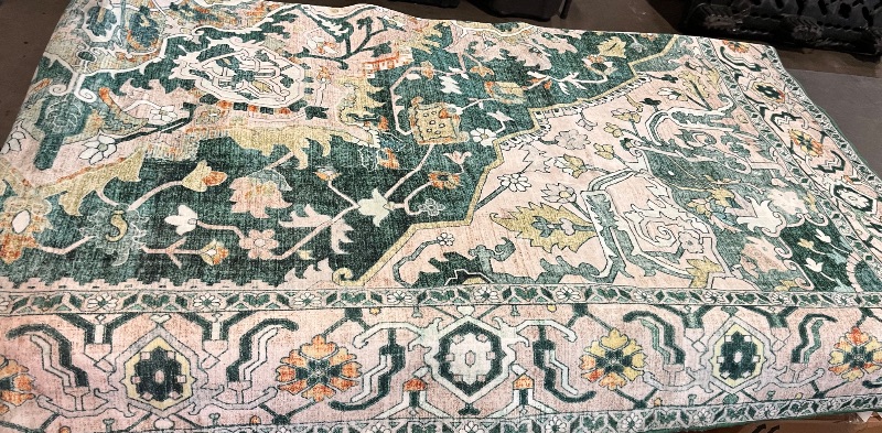 Photo 1 of 8x10 Area Rugs,Stain Resistant Washable Rug,Ultra-Thin Rugs for Living Room,Bedroom,Non-Slip Backing Home Decor Large Area Rug (Green,8'x10')