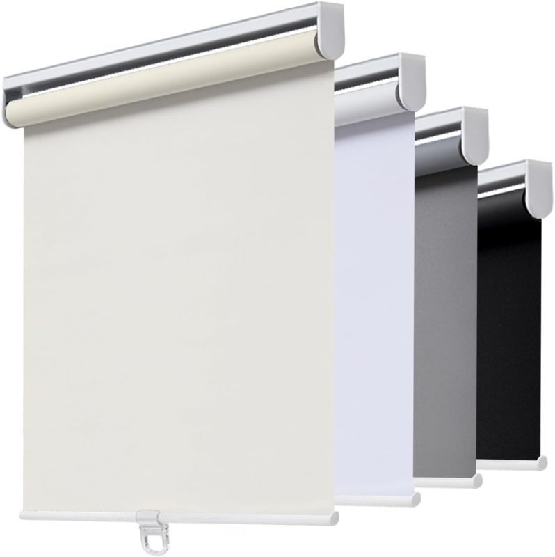 Photo 1 of AOSKY Cordless Roller Shades Blackout Blinds for Windows Room Darkening Rolled Up Shades with Spring System, UV Protection Window Shades Door Blinds for Home and Office (30" W x 72" H, Ivory)
