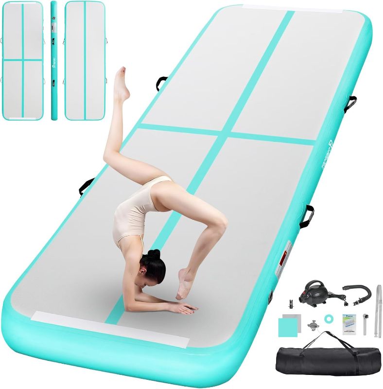 Photo 1 of FBSPORT Inflatable Air Gymnastics Mat Training Mats 4/8 inches Thickness Gymnastics Tracks for Home Use/Training/Cheerleading/Yoga/Water with Pump
