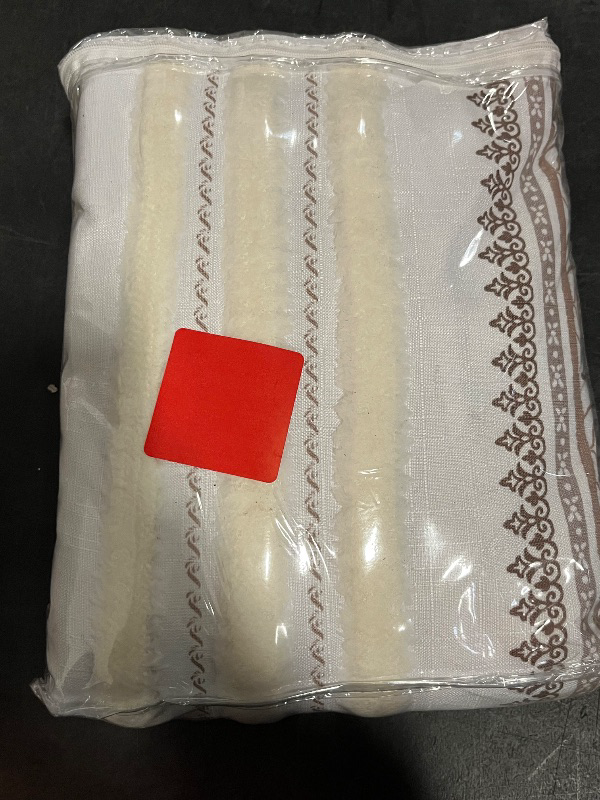 Photo 1 of Madison Park Window Curtain for Living Room Geometric Print Tufted Accent Modern Curtain Window Light Blocking Living Room Drape for Bedroom, 1-Panel Pack Fits 1.25" Rod, Samara, 50x95 White/Brown
