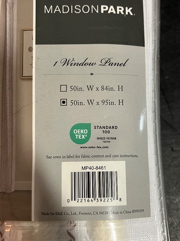 Photo 1 of Madison Park Window Curtain for Living Room Geometric Print Tufted Accent Modern Curtain Window Light Blocking Living Room Drape for Bedroom, 1-Panel Pack Fits 1.25" Rod, Samara, 50x95 White/Brown
