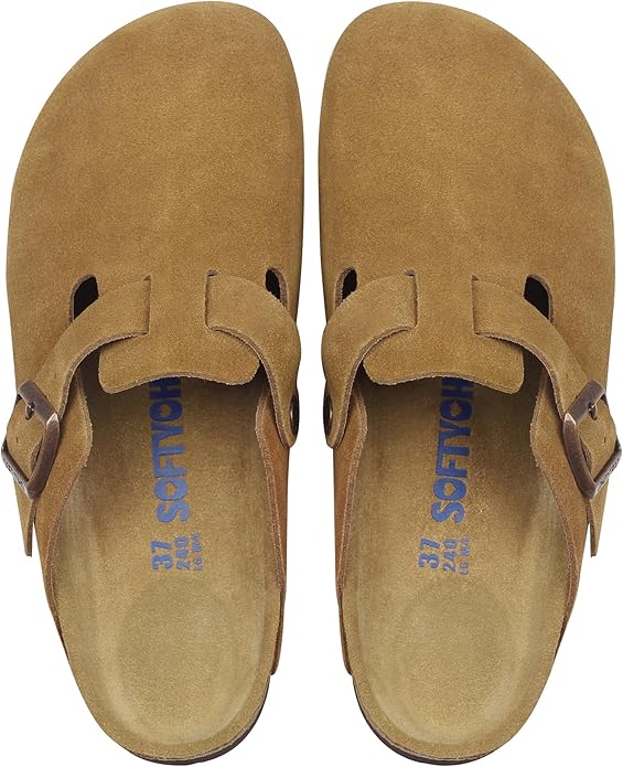 Photo 1 of 9 / 9.5 Clogs for Women Men, Mules with Arch Support and Adjustable Buckle, Suede Leather Cork Footbed Potato Shoes