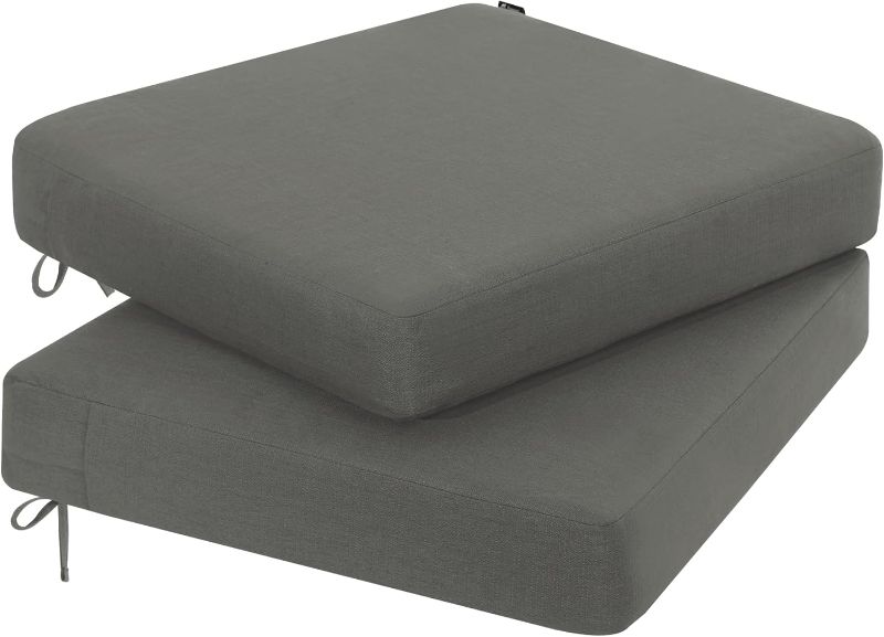 Photo 1 of Favoyard Outdoor Chair Cushion 19 x 19 x 3 Inch Rainproof & 3-Year Fade Resistant Patio Furniture Cushions with Removable Cover and Adjustable Ties for Garden Sofa Couch Pads Set of 2, Dark Gray

