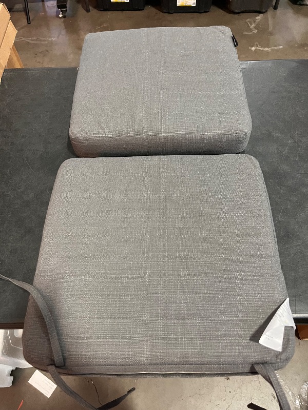 Photo 1 of Favoyard Outdoor Chair Cushion 19 x 19 x 3 Inch Rainproof & 3-Year Fade Resistant Patio Furniture Cushions with Removable Cover and Adjustable Ties for Garden Sofa Couch Pads Set of 2, Dark Gray
