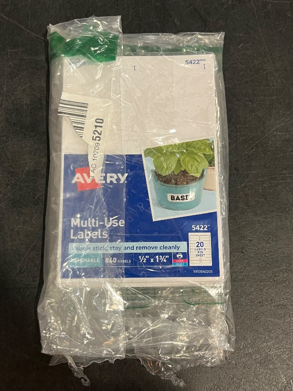 Photo 1 of Avery Self-Adhesive Removable Labels, 0.5 x 1.75 Inches, 840 Per Pack, White Label Stickers (05422)