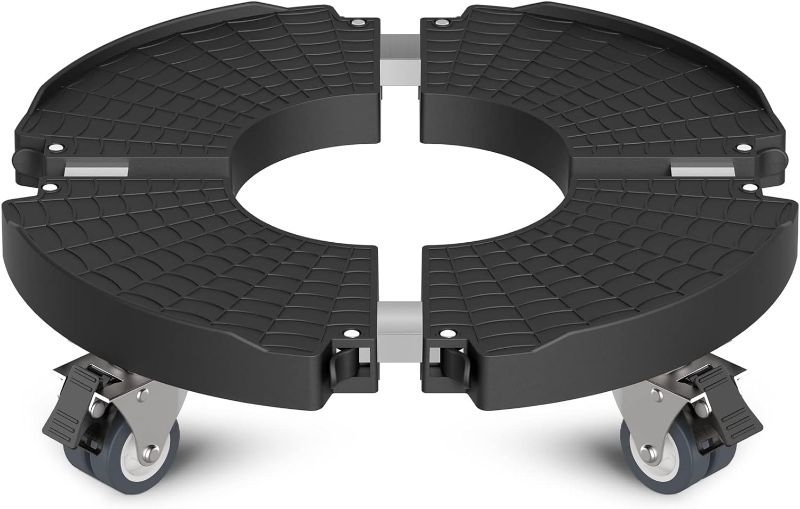 Photo 1 of Goovilla Heavy Duty Plant Stand with Wheels, 1Pack Adjustable 15-22 Plant Caddy with Lockable Caster Wheels 440LBS, Rolling Stand/Dolly/Roller for Indoor Outdoor Large Planter, Flower Pot,Black