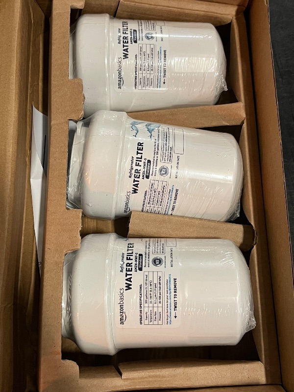 Photo 1 of Amazon Basics Replacement Water Filter Cartridge Compatible with GE MWF Refrigerator, Pack of 3, Standard Filtration
