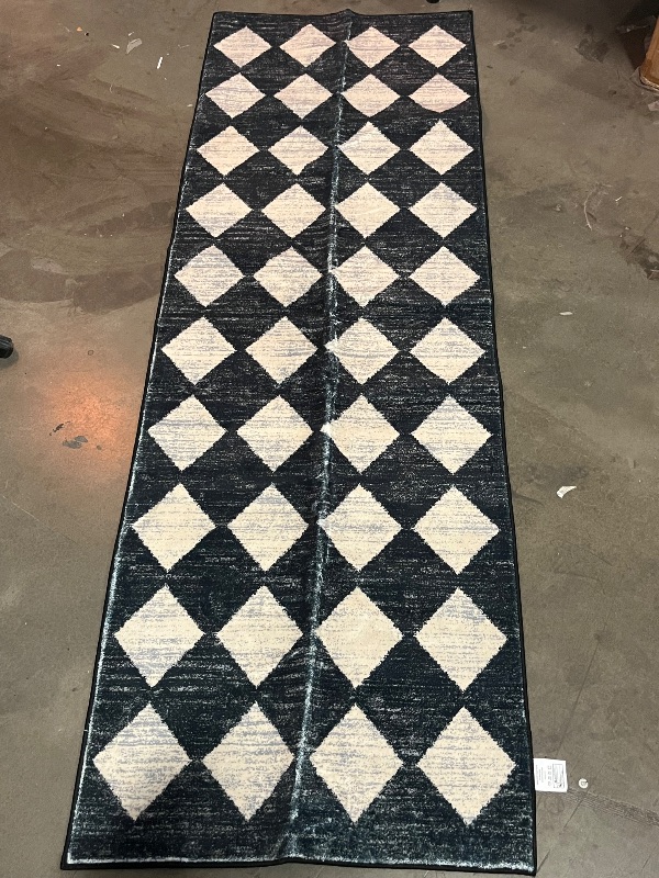Photo 1 of Lahome Washable Black and White Kitchen Runner Rug, 2x5 Soft Non Slip Laundry Room Rug Bathroom Runner Rugs with Rubber Backing, Moroccan Trellis Kid Pet Friendly Carpet Runners for Entryway Bedside