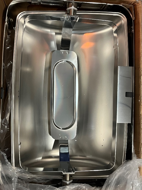 Photo 1 of *Missing Lid* VEVOR Chafing Dish Buffet Set, 8 Qt 2 Pack, Stainless Steel Chafer with 2 Full Size Pans, Rectangle Catering Warmer Server with Lid Water Pan Folding Stand Fuel Holder, for Wedding Party Banquet