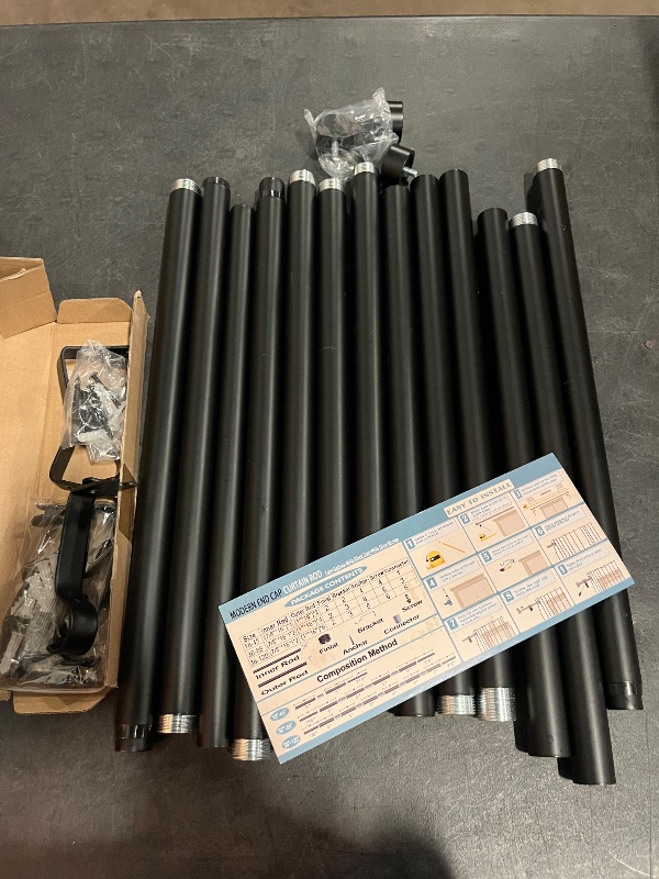 Photo 1 of 2 Pack Curtain Rods for Windows 48 to 84 Inch(4-7 Feet),Black 1'' Diameter Drapery Rods with End Cap Style Design,Modern Adjustable Heavy Duty Curtain Rod,Size:36''-88''
