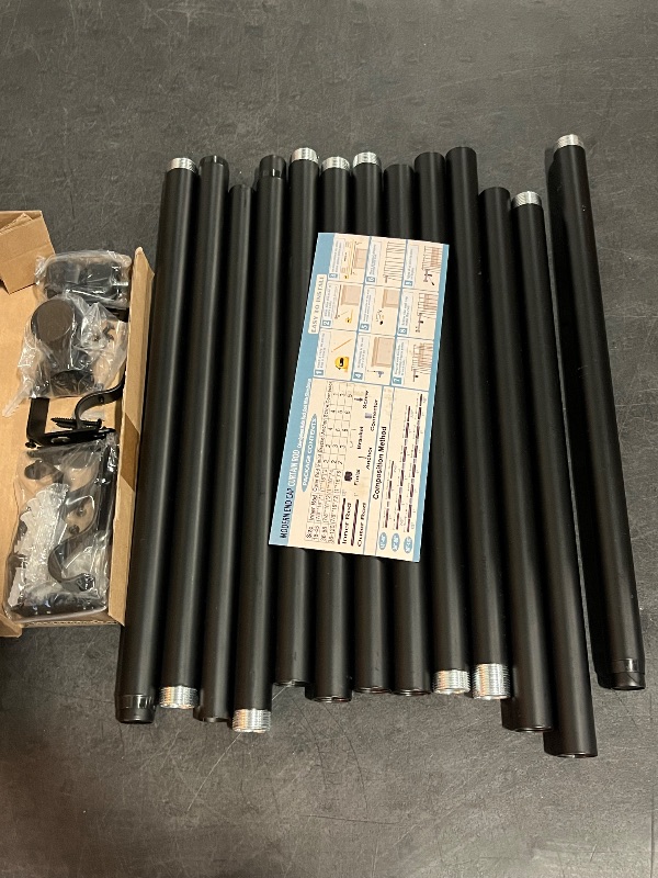 Photo 1 of 2 Pack Curtain Rods for Windows 48 to 84 Inch(4-7 Feet),Black 1'' Diameter Drapery Rods with End Cap Style Design,Modern Adjustable Heavy Duty Curtain Rod,Size:36''-88''
