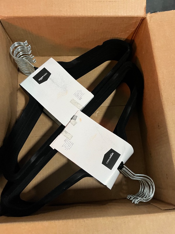 Photo 1 of Amazon Basics Slim, Velvet, Non-Slip Suit Clothes Hangers, Pack of 50, Black