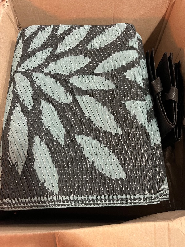 Photo 1 of Anidaroel Outdoor Rugs 5x8ft for Patios Clearance Waterproof, Reversible Tropical Plastic Straw Camping Mat Outside Rug, Large Outdoor Area Rug for RV, Porch, Deck, Balcony, Picnic(5'x8')
