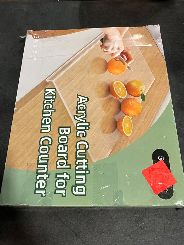 View 3 of Acrylic Cutting Board with Counter Lip,17.5"x13.5" Clear Cutting Board for Kitchen Countertop,Non-Slip,60% Thicker,Perfect for Bread,Meat,Veggies & More,Great Kitchen Essential Gadgets & Decor