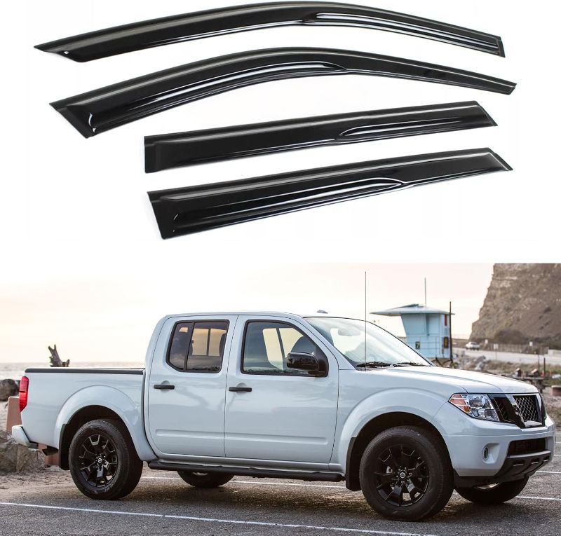 Photo 1 of IG Window Visor for Nissan Frontier Crew Cab 2005-2020, Rain Guard Tape-On Side Vent Deflector Mugen Style, 2007 2008 2009 2010 2011 2012 2013 2014 2015 2016 2017 2018 2019 (Crew Cab)
