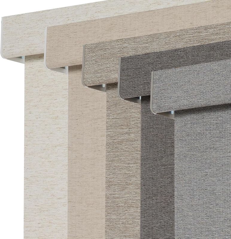 Photo 1 of Persilux Blackout Roller Shades for Window Blinds,Cordless,Linen Fabric,Thermal Insulated Fabric UV Protection Shades for Home,Office,Bedroom,Door,Blackout-Grey,24.5" W X 72" H
