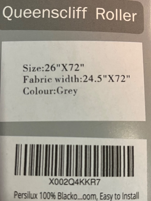 Photo 1 of Persilux Blackout Roller Shades for Window Blinds,Cordless,Linen Fabric,Thermal Insulated Fabric UV Protection Shades for Home,Office,Bedroom,Door,Blackout-Grey,24.5" W X 72" H
