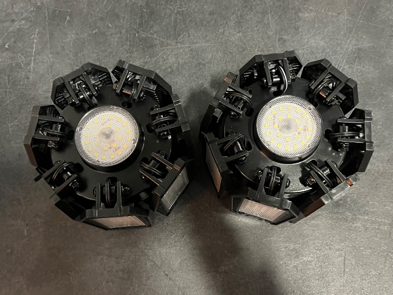 Photo 1 of LED Garage Lights Bulb 2 Pack 180W 18000LM 6500K Led Shop Light with 6 Plus 1 Deformable Panels Basement Barn Ceiling Lights for E26/E27

